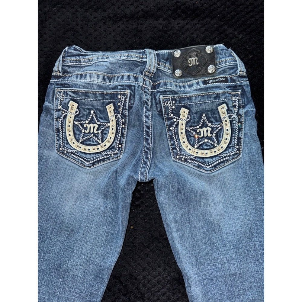 Miss Me Women's Boot Embellish Blue Denim Low Rise Medium Wash Size 25 - Picture 7 of 12